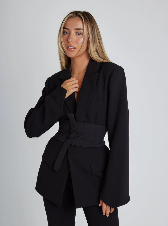 Dames Blazer met Riem en Lange Mouwen voor Werk