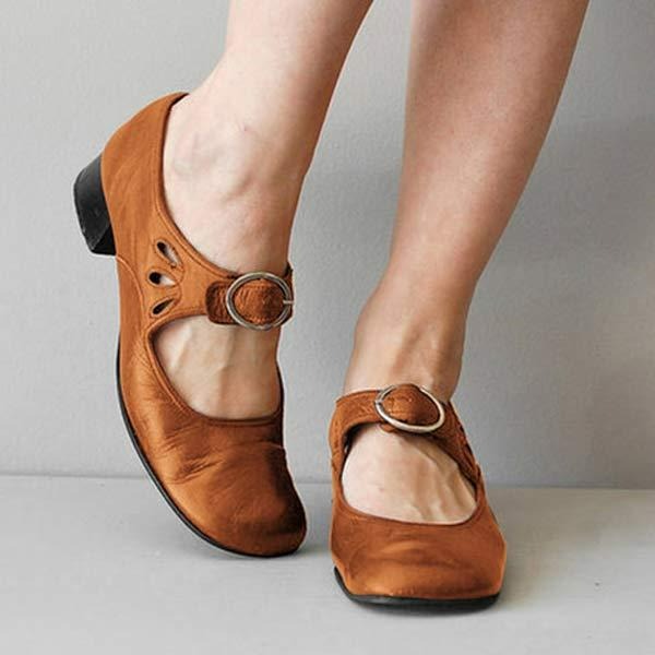 Dames Mary Jane Schoenen met Lage Hak en Gespdetail