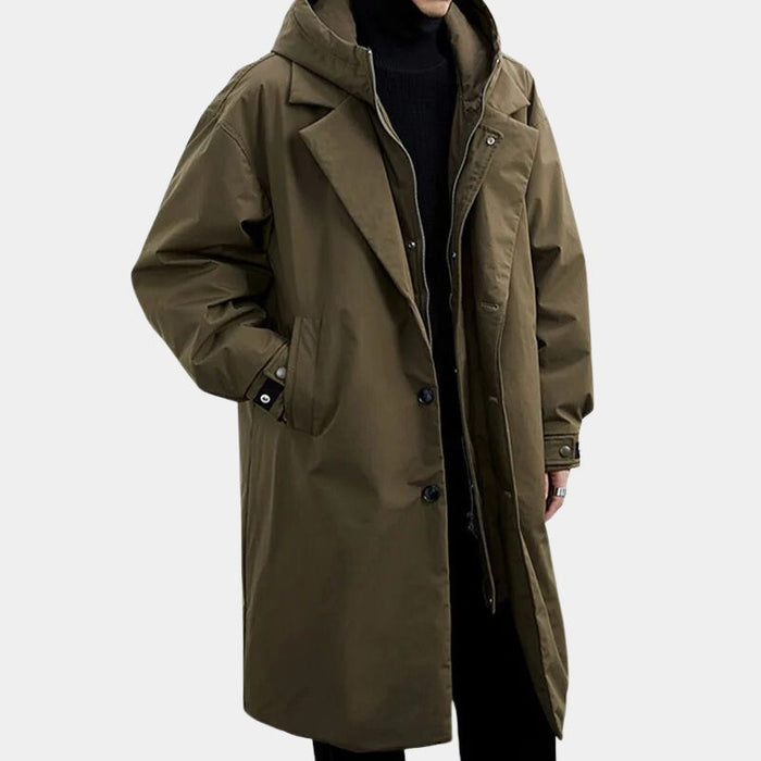 Heren Trenchcoat met Dubbele Sluiting en Capuchon