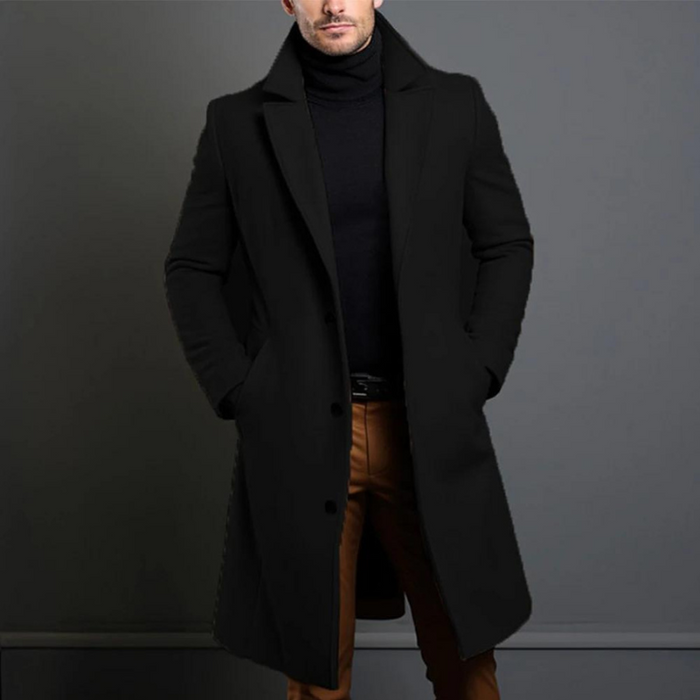 Heren Lange Trenchcoat met Reverskraag Klassiek Model