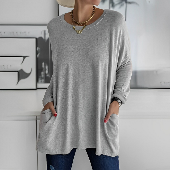 Dames Oversized Trui met Zakken en Ronde Hals