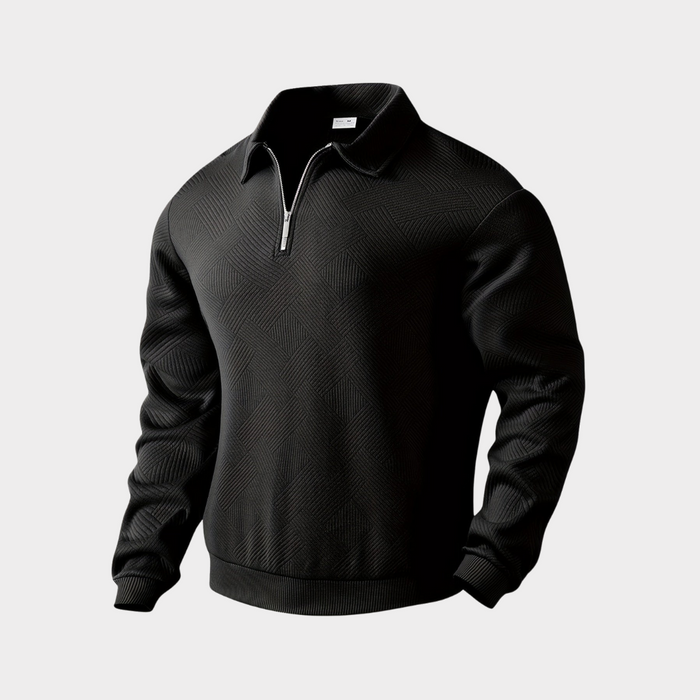 Heren Polo Sweater met Rits Hoge Kraag voor Casual