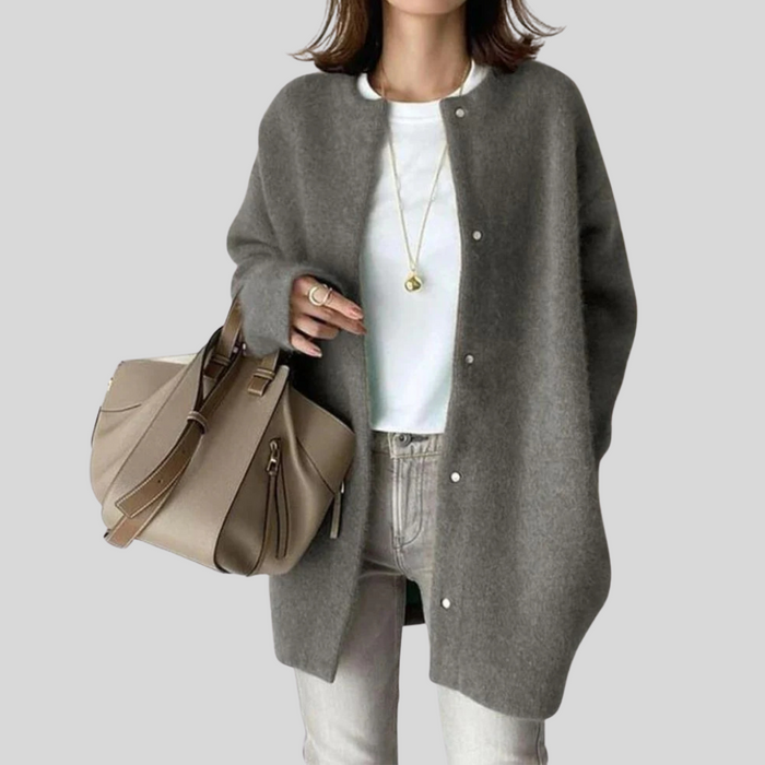 Dames Gebreide Cardigan met Knoopsluiting en Zachte Drape