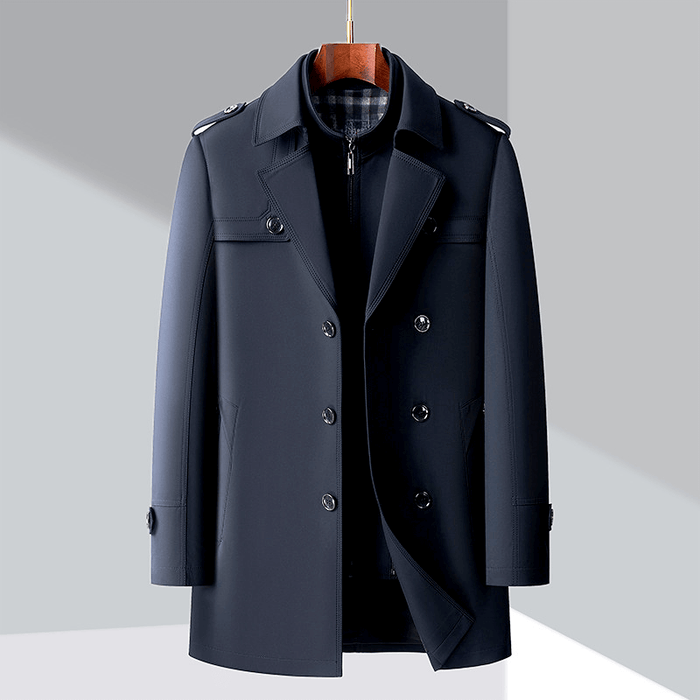 Heren Dubbelrij Trenchcoat met Reverskraag en Epauletten