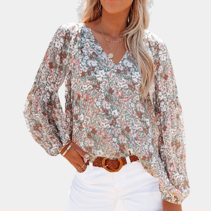 Amya - Klassieke damesblouse met lange mouwen