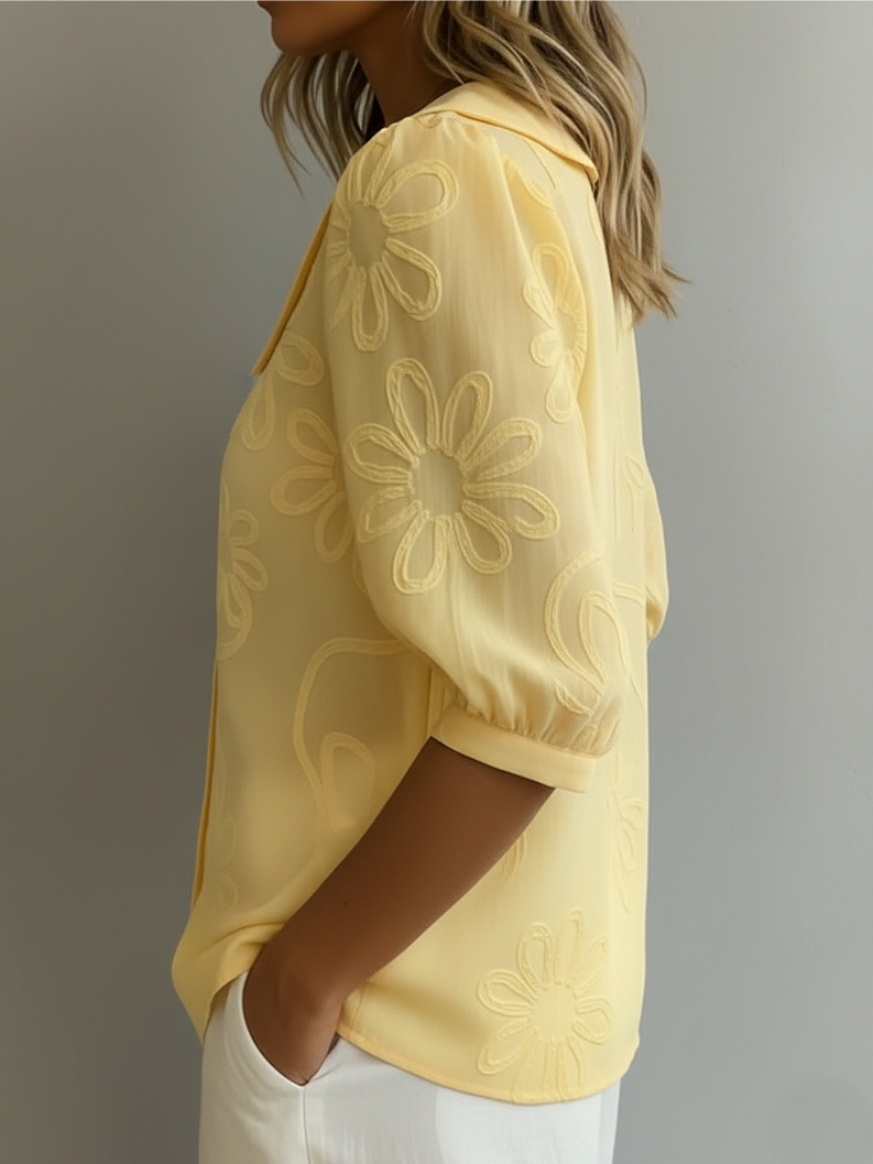 Blouse Dames | Bloemen Borduursel &amp; Comfortabele Pasvorm