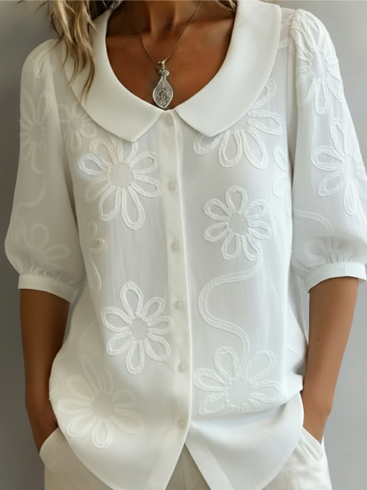 Blouse Dames | Bloemen Borduursel &amp; Comfortabele Pasvorm