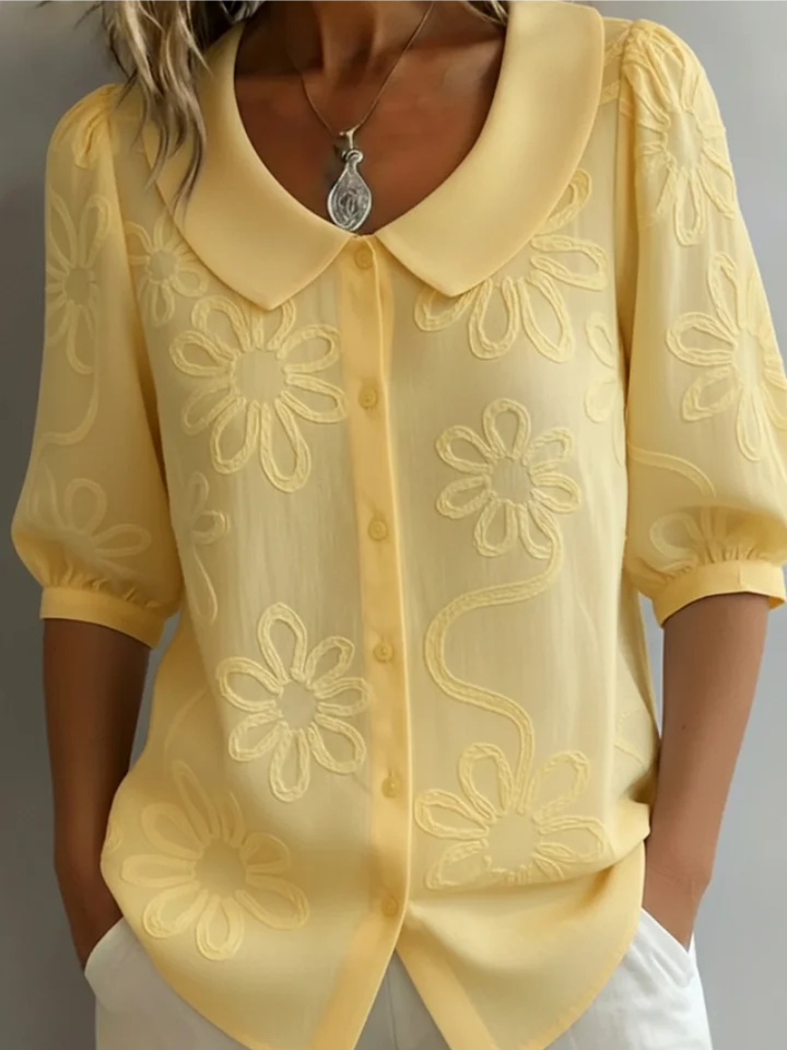Blouse Dames | Bloemen Borduursel &amp; Comfortabele Pasvorm