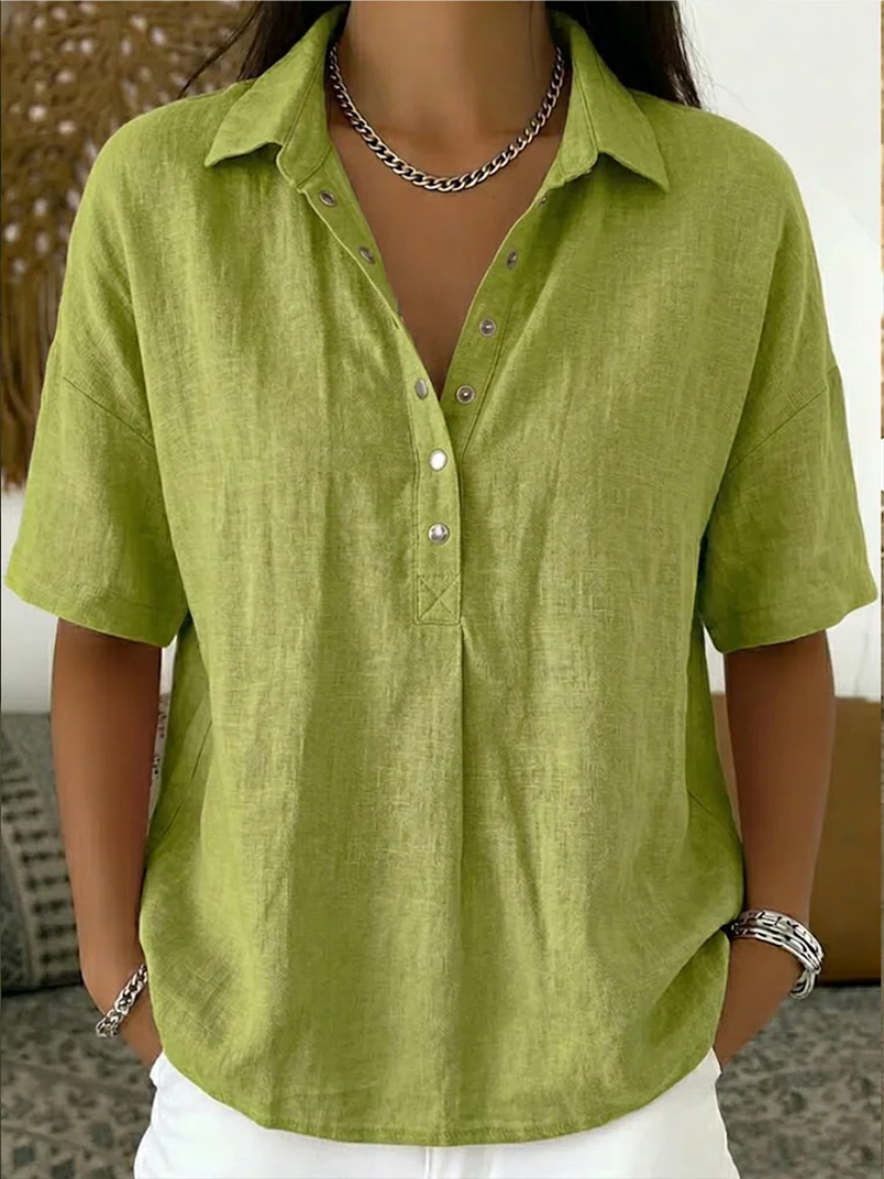 Blouse Dames | Casual Chic met Kraag &amp; Knoopdetail
