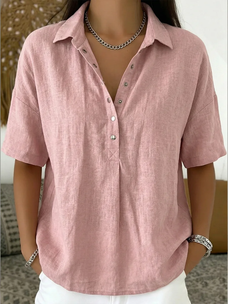 Blouse Dames | Casual Chic met Kraag &amp; Knoopdetail