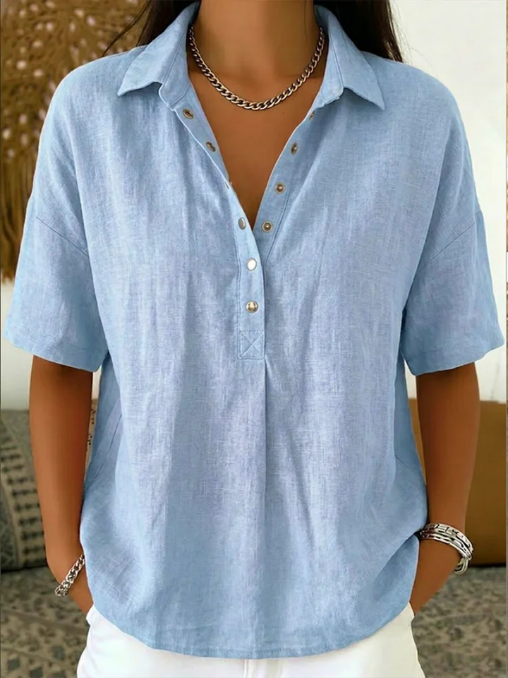 Blouse Dames | Casual Chic met Kraag &amp; Knoopdetail