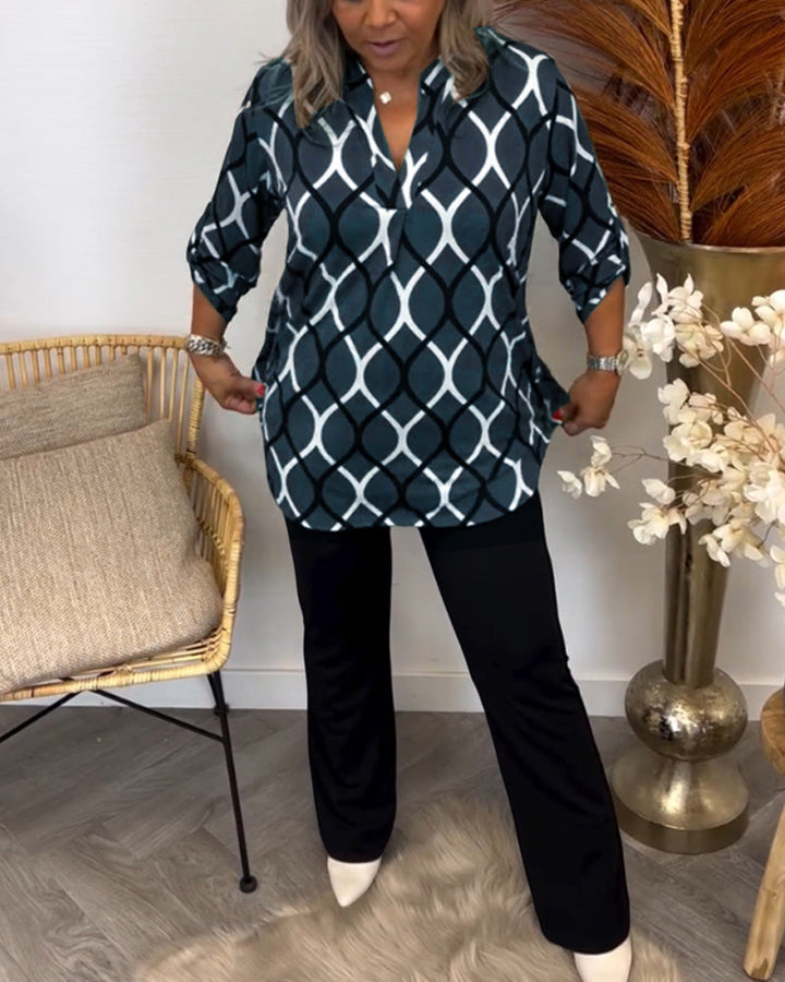 Blouse Dames | Grafische Print &amp; Losse Comfortabele Pasvorm