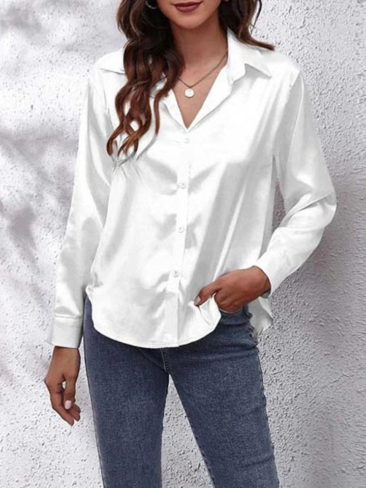 Blouse Dames | Satijnglans &amp; Elegante Lange Mouwen