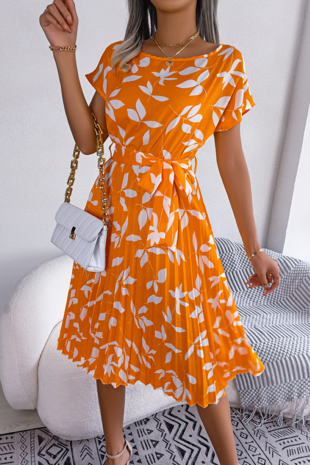 Dames Bladerenprint Midi Zomerjurk - Lissora