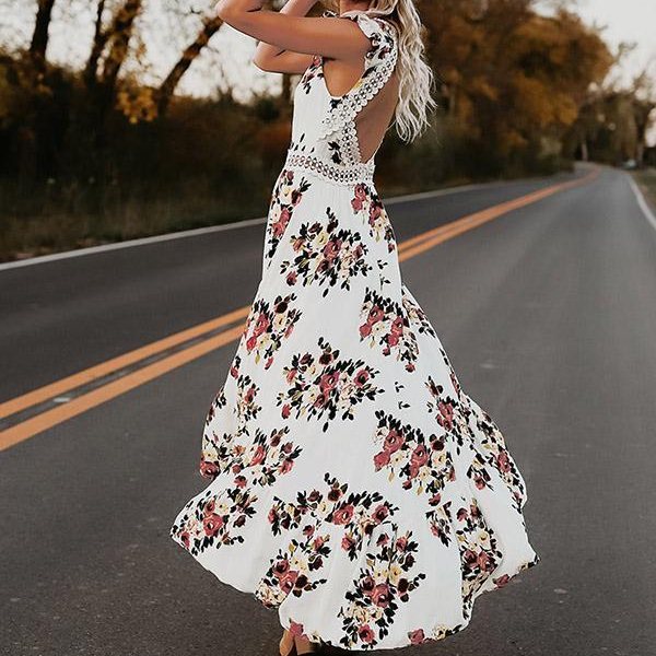 Dames Bloemige Maxi Zomerjurk - Viviana
