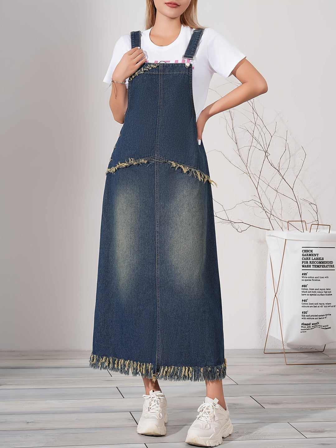 Dames Casual Maxi denim jurk met verstelbare band - Lotte