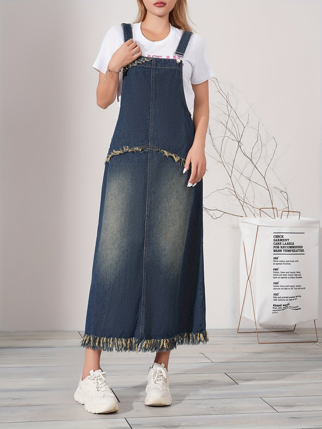 Dames Casual Maxi denim jurk met verstelbare band - Lotte