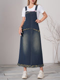 Dames Casual Maxi denim jurk met verstelbare band - Lotte