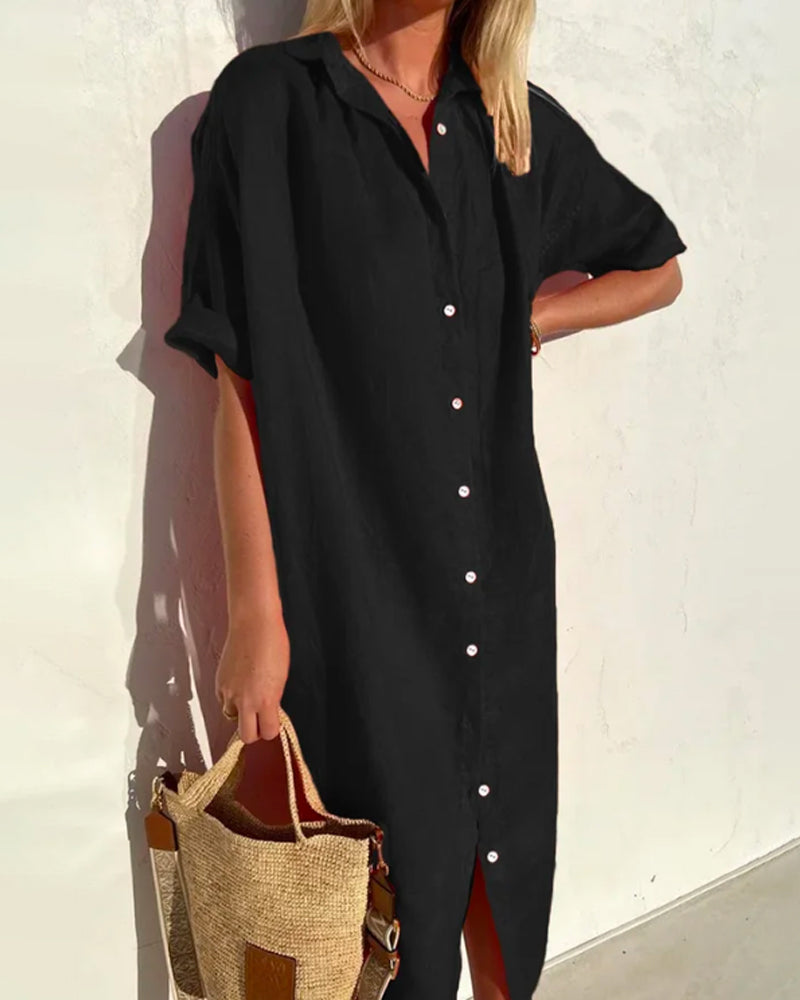 Dames Casual Midi Blouse Jurk - Annabelle