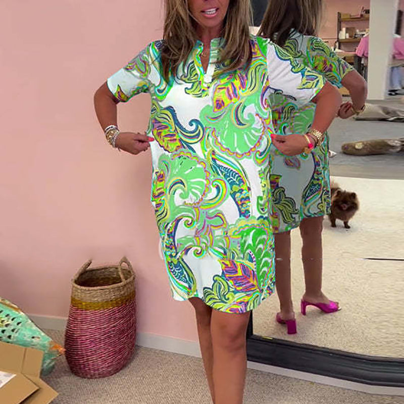 Dames Casual Mini zomerjurk met plantenprint - Louisa