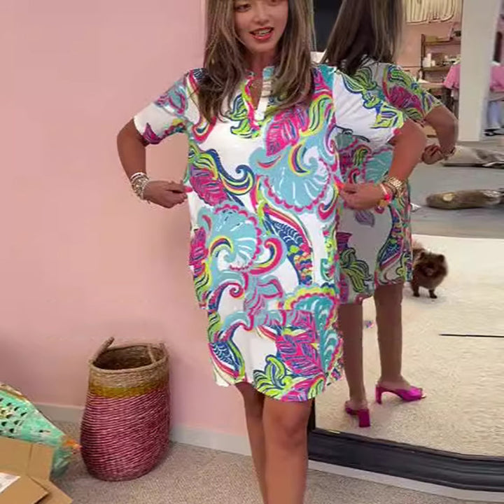 Dames Casual Mini zomerjurk met plantenprint - Louisa