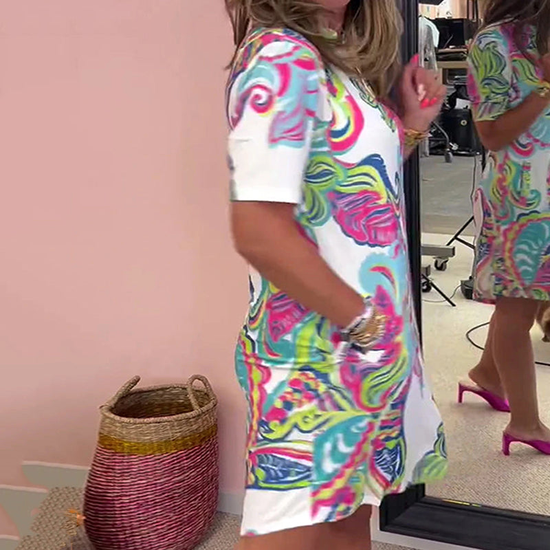 Dames Casual Mini zomerjurk met plantenprint - Louisa