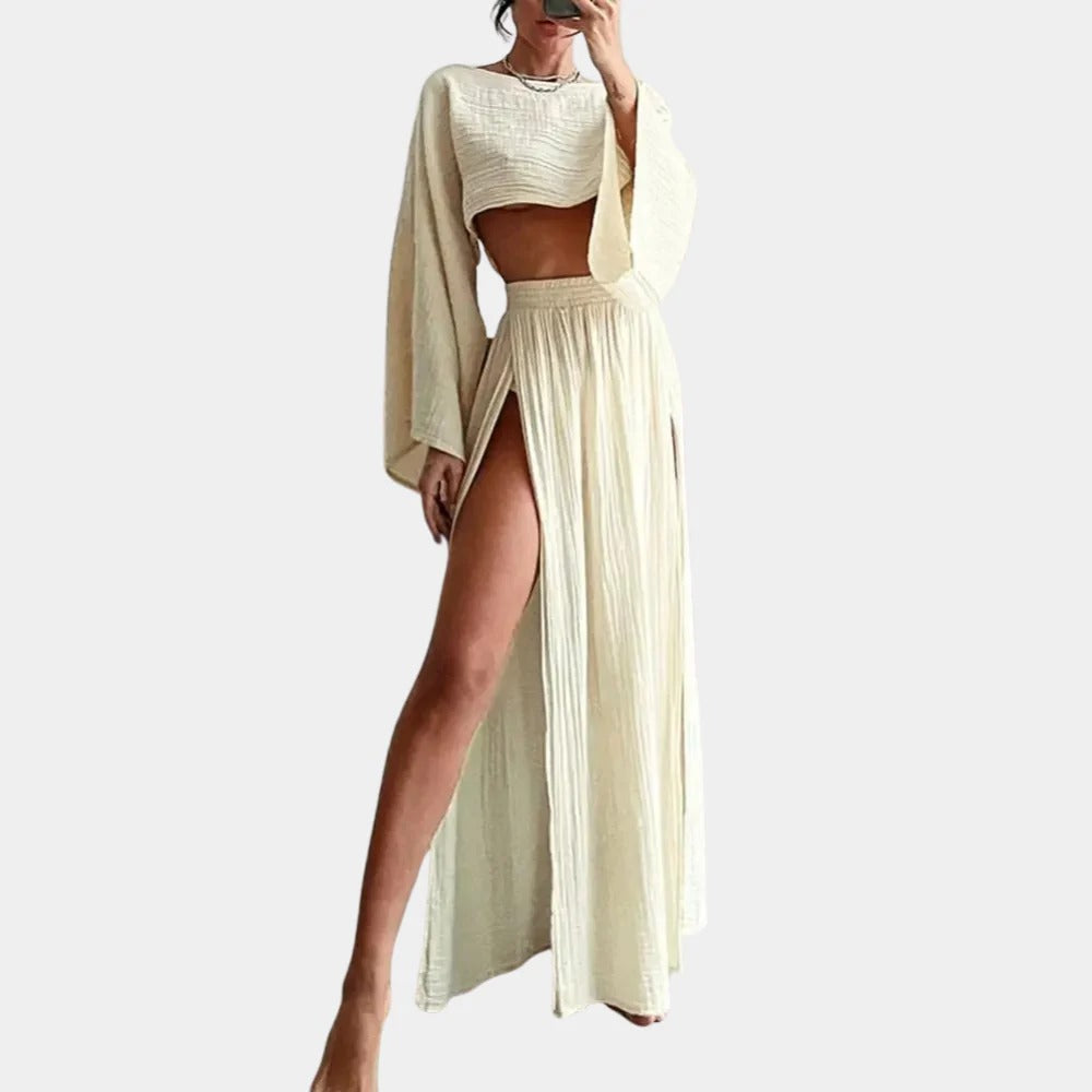Dames Casual met hoge split rok set - Charlotte