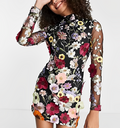 Dames Elegante Mini zomerjurk met hoog decolleté en bloemmotief - Flora