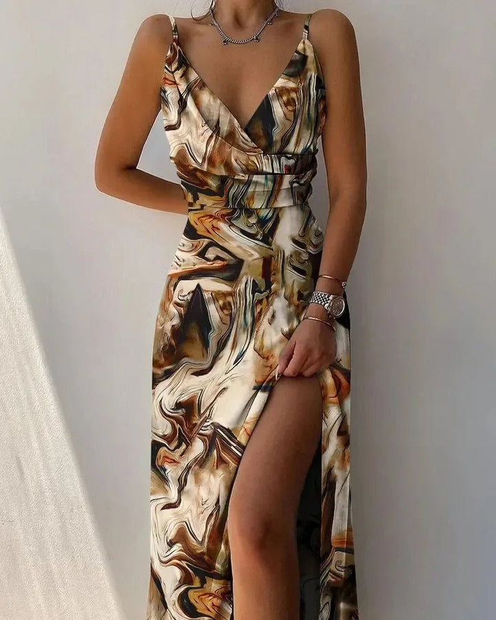Dames Elegante Snit van Luxe Stoffen Flowy Maxi Zomerjurk - Eileen