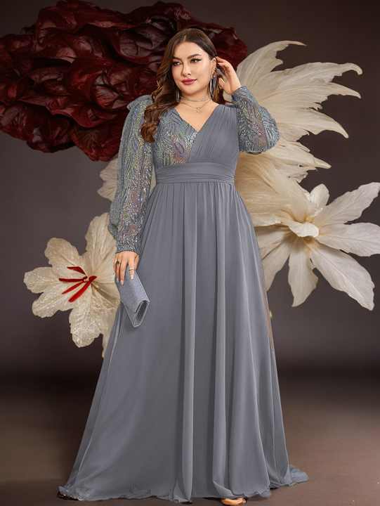 Dames Formele Maxi Bruidsjurk met Lange Mouwen - Olivia