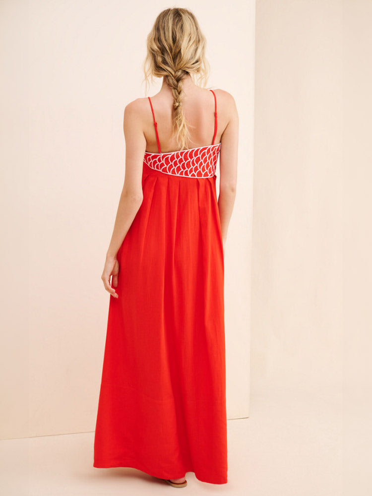 Dames Geborduurde Maxi Zomerjurk - Maxin