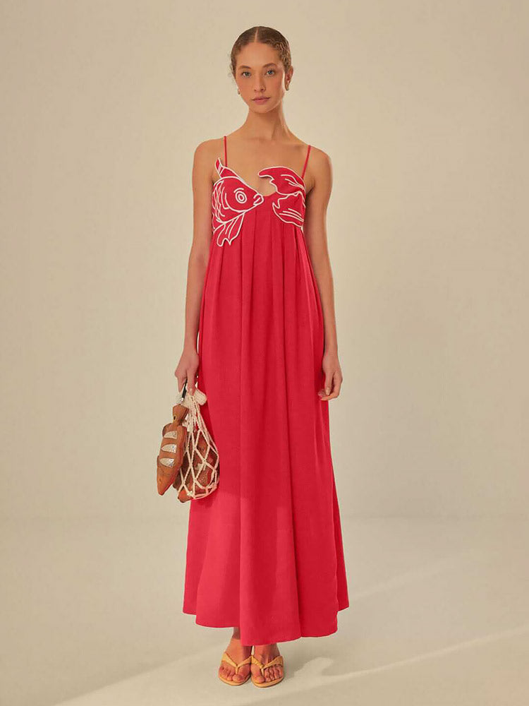 Dames Geborduurde Maxi Zomerjurk - Maxin