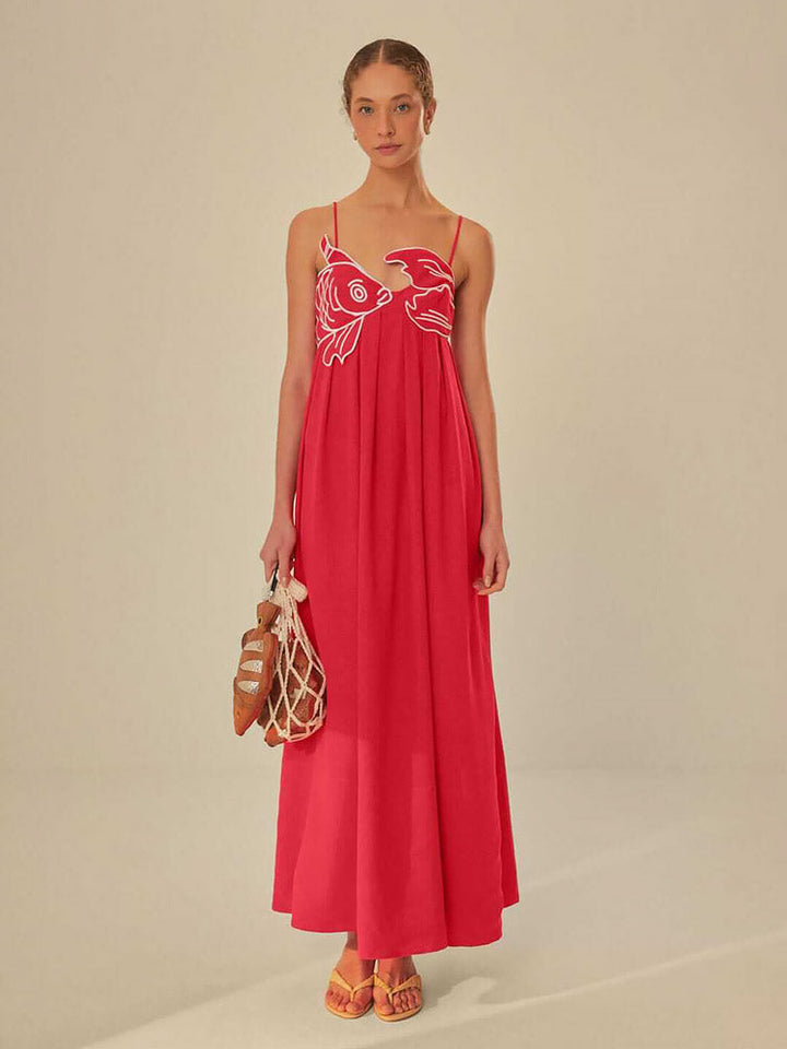 Dames Geborduurde Maxi Zomerjurk - Maxin