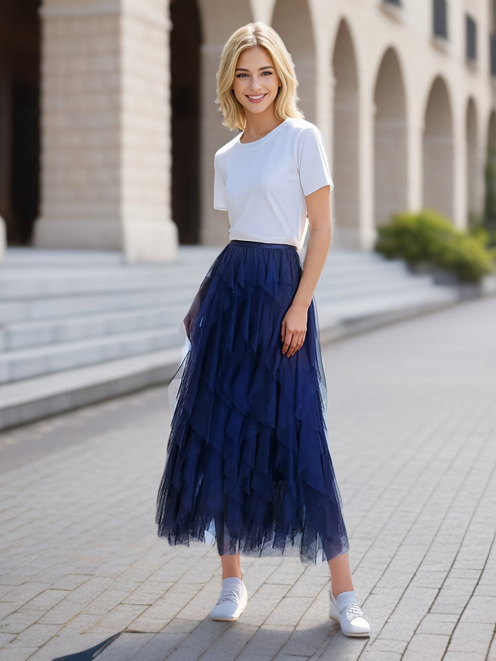 Dames Gelaagde Maxi Rok – Heather
