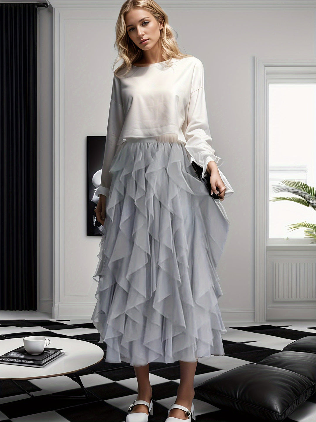 Dames Gelaagde Maxi Rok – Heather