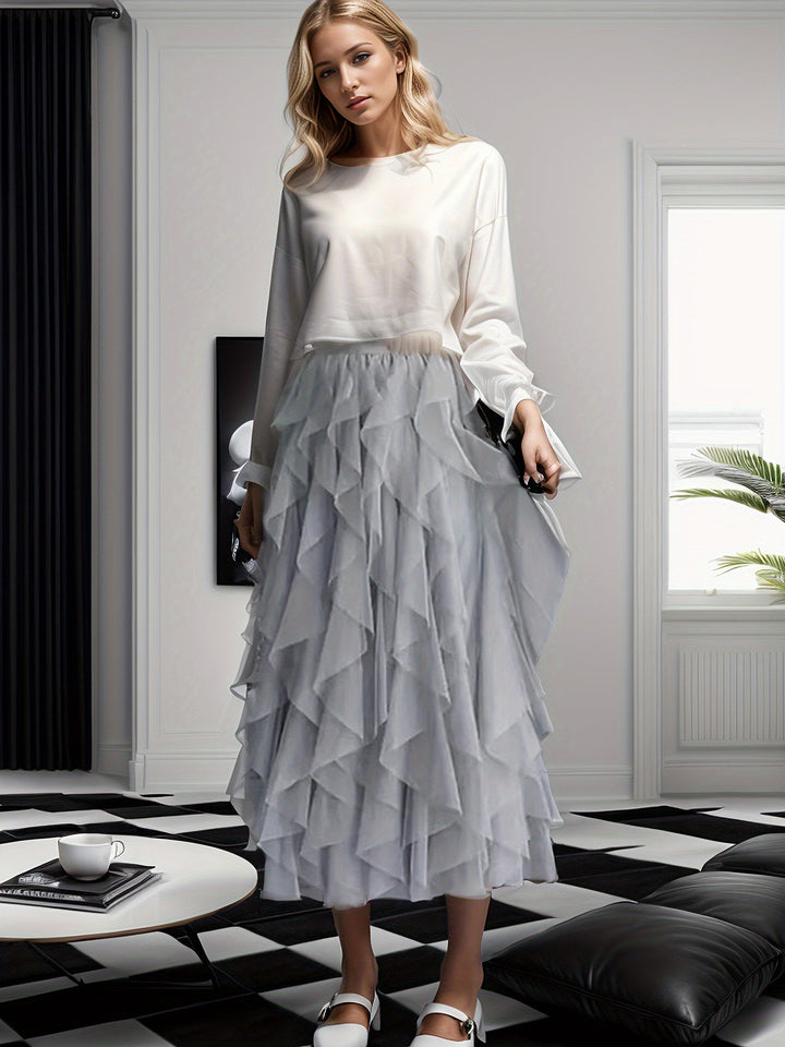 Dames Gelaagde Maxi Rok – Heather
