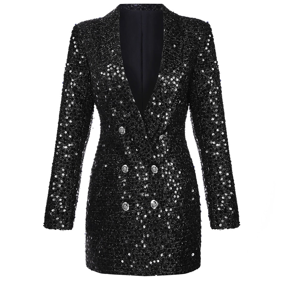 Dames Glanzende Mini Blazer Jurk - Shine