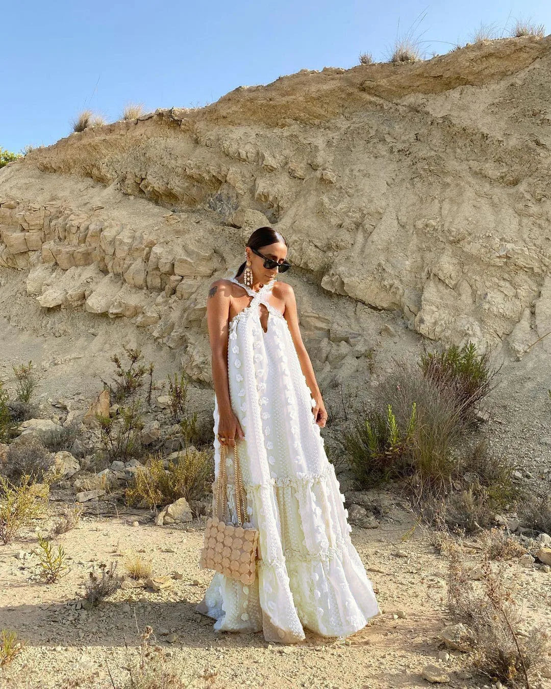 Dames Halter Hals Maxi Bruiloft gast Jurk - Rubi