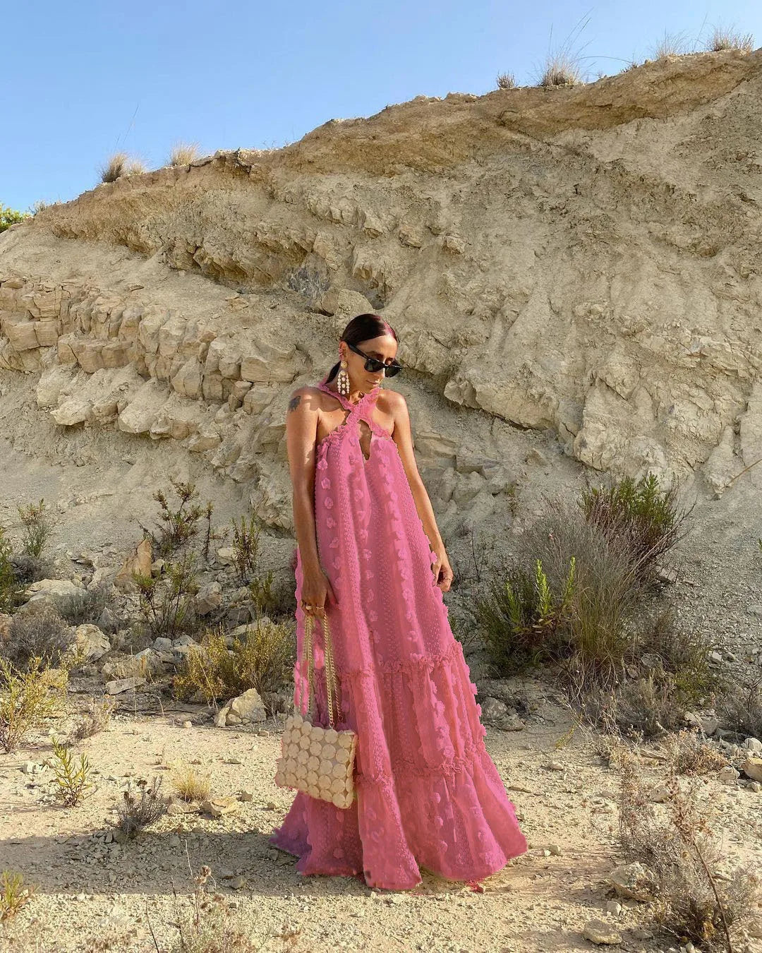 Dames Halter Hals Maxi Bruiloft gast Jurk - Rubi