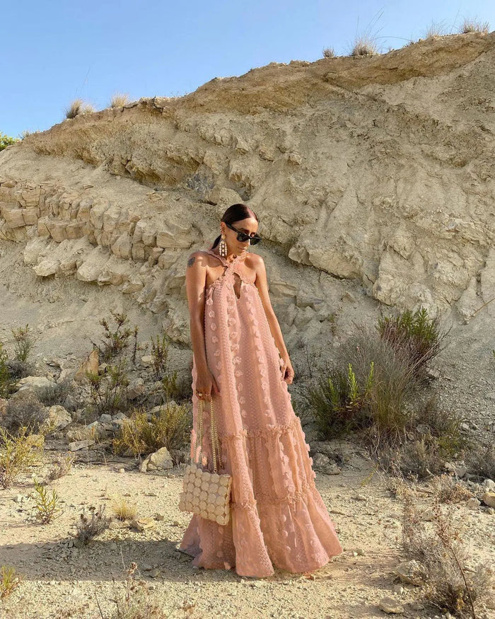 Dames Halter Hals Maxi Bruiloft gast Jurk - Rubi