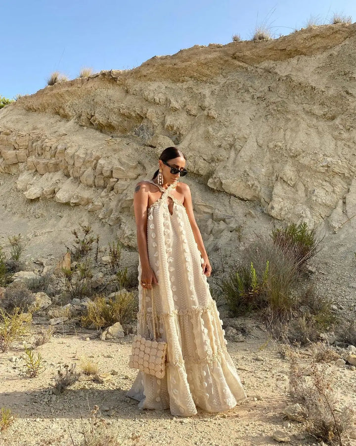 Dames Halter Hals Maxi Bruiloft gast Jurk - Rubi