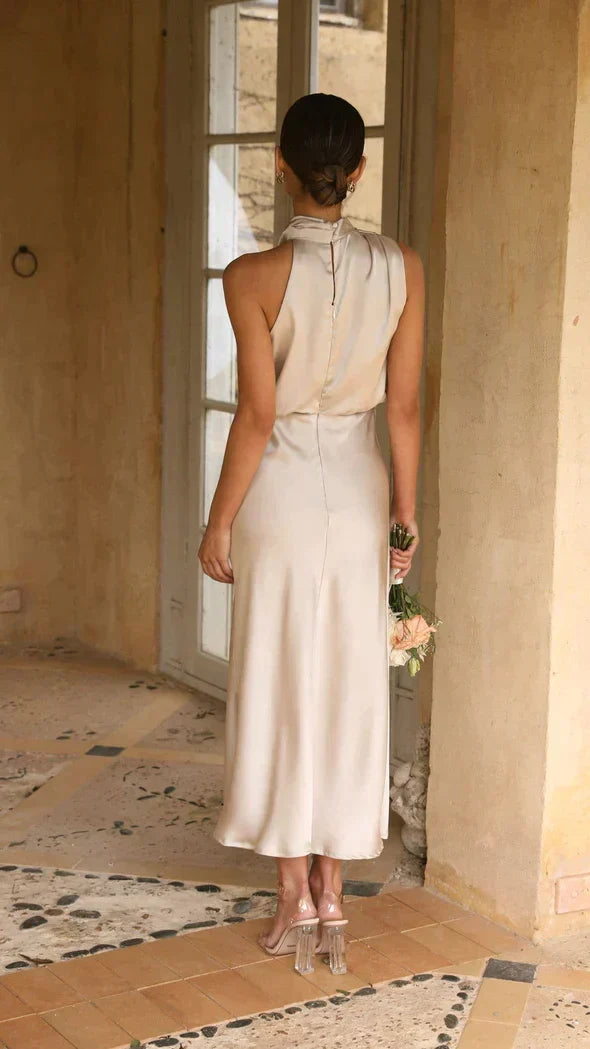 Dames Haltered Glimmende Maxi gast Trouwjurk - Belle