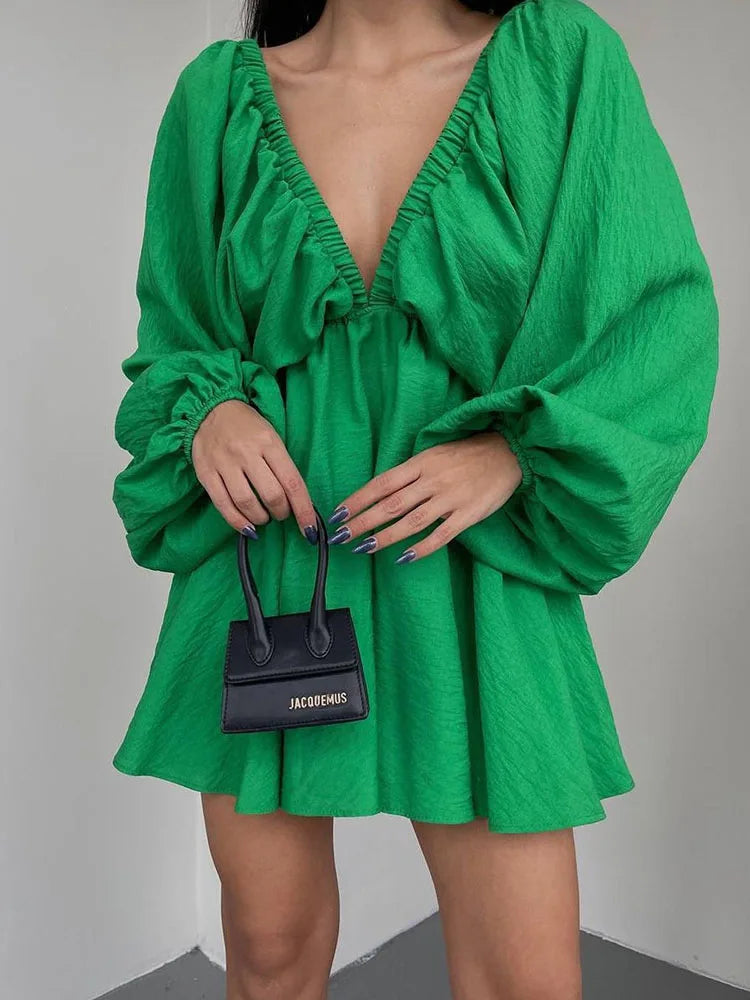 Dames Lange Mouwen Mini Zomerjurk - Sadie