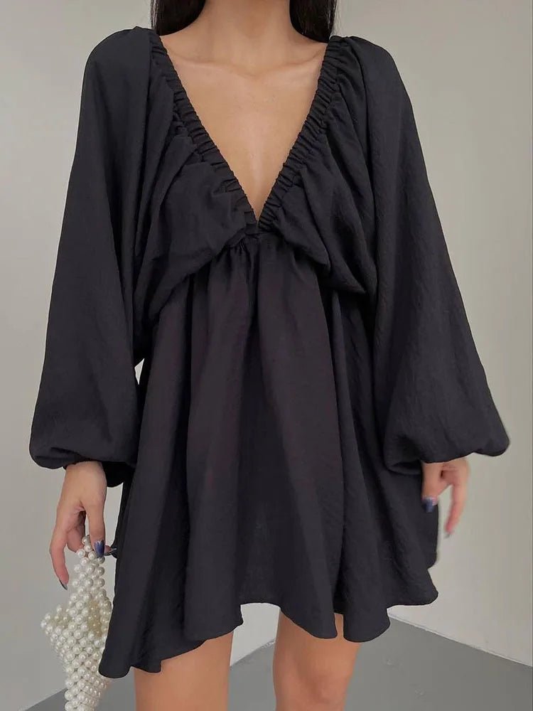 Dames Lange Mouwen Mini Zomerjurk - Sadie