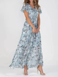 Dames Maxi zomerjurk met bloemenprint en elegante vlindermouwen - Selma