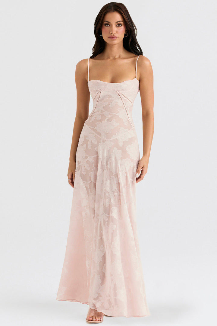 Dames Maxi zomerjurk met geborduurde bloemen - Jane