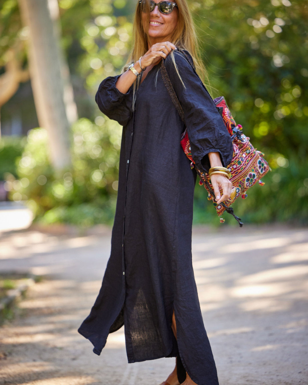 Dames Maxi zomerjurk met lange mouwen - Lovely