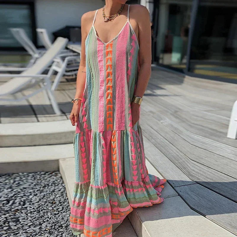 Dames Maxi zomerjurk met ruches - Danny