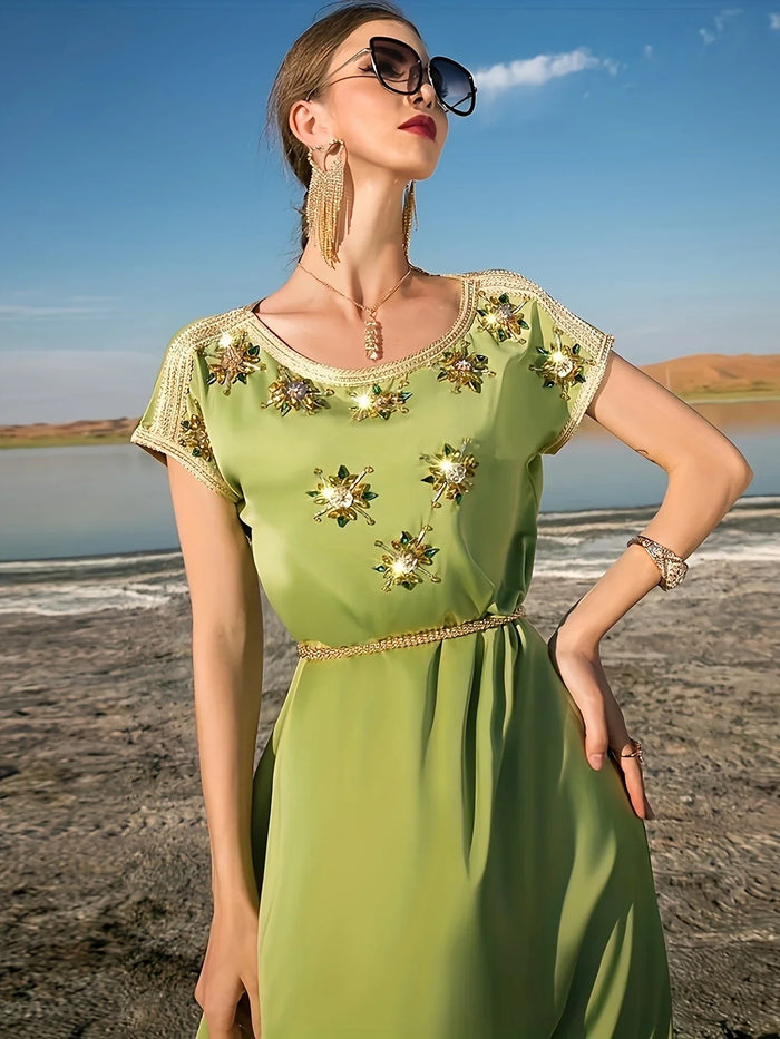 Dames Midi Cocktail Jurk met Strass steentjes - Ava