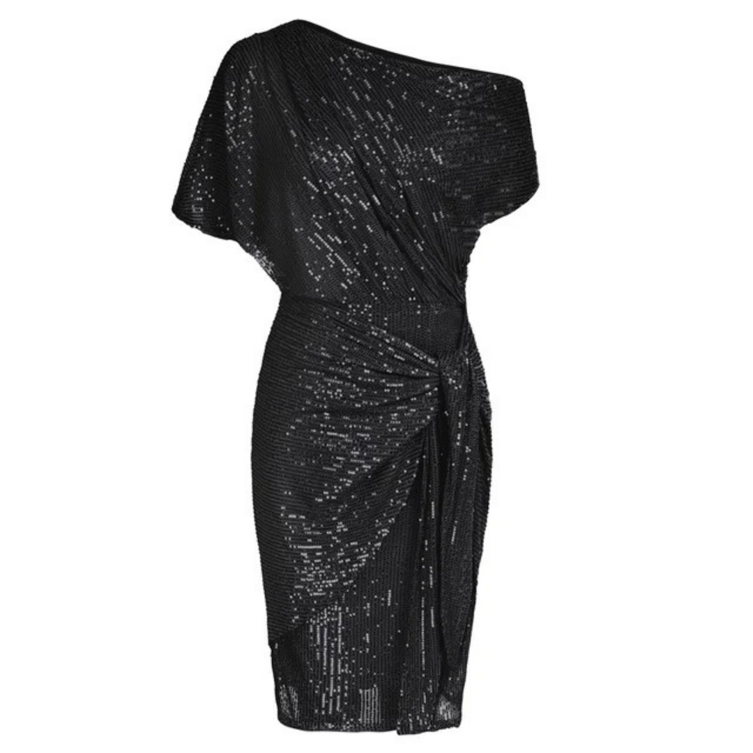 Dames Midi Feestjurk met Paillettenpatroon - Lexi